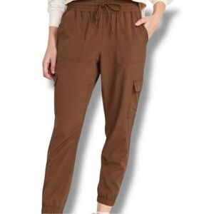 Old Navy Size L Bronze Brown StretchTech High-Waisted Quick Dry Cargo Joggers